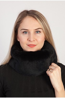 Black rex rabbit fur neck warmer